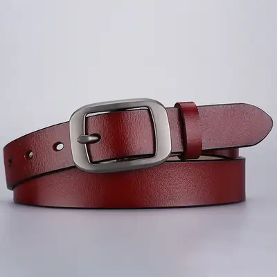 Women's Red Genuine Leather Belt Casual Fashion