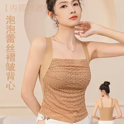 Bubble Lace Pleated Camisole Women Summer Bra