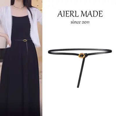 Women's Genuine Leather Belt with Dress Waist Chain Decoration