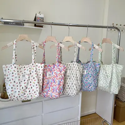 Vintage Floral Canvas Shoulder Bag for Students