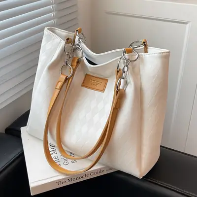 White Leather Tote Bag for Women 2026 Summer
