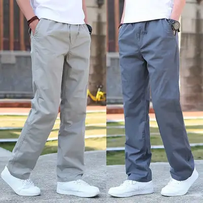 Men's Green Straight Casual Pants 2024 New Summer