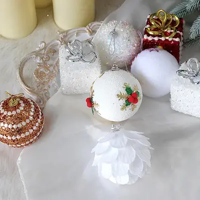 Silver Butterfly Foam Christmas Balls 8cm