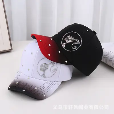 Rhinestone Crossbody Hat for Women Black White