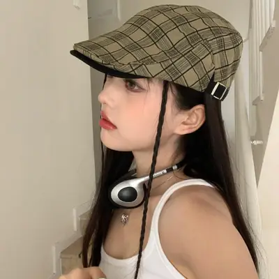 Summer Plaid Duckling Cap for Men