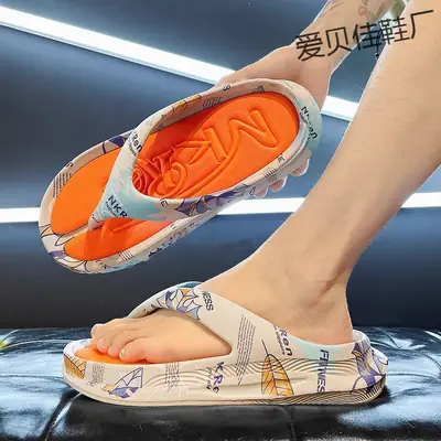 Summer leisure high-end slippers men's trendy sports flip-flops non-slip wear-resistant thick-soled sandals wholesale