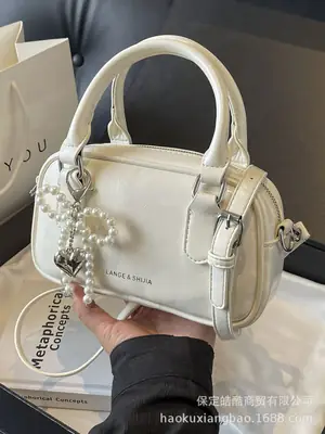Women's Pearl Embellished Shoulder Bag White 2024