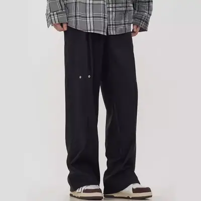 Men Wide Leg Pants Brown Slimming Summer Loose Fit