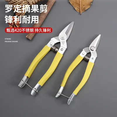 Luoding Fruit Shears Stainless Steel Branch Shears Non-slip Handle Pruning Shears Picking Fruit Shears Garden Scissors Size Yellow Shears