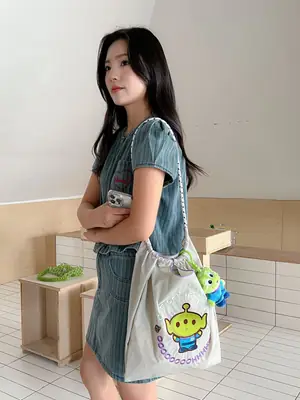 Cute Embroidered Canvas Tote Bag for Women