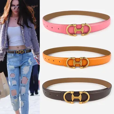 Vintage Genuine Leather Belt with Casual Pants Short Skirt Jeans Cowhide Women's Belt Women's Fashion Cross-border Hair