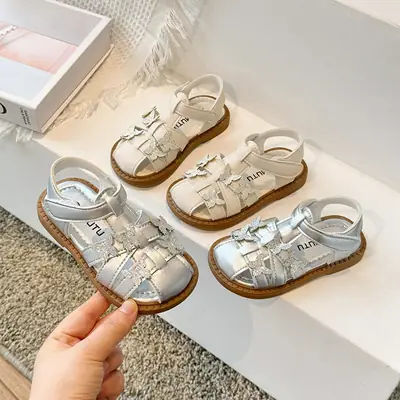Baby Girl Sandals Summer New Style 1 to 3 Years Old Children's Bow Princess Shoes Baby Toddler Shoes Soft Sole Dress Shoes