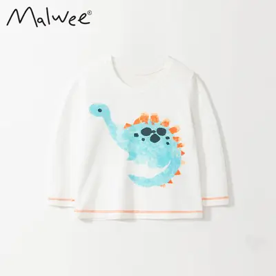 Malwee Boys Printed Cotton T-Shirt with Dinosaur Design