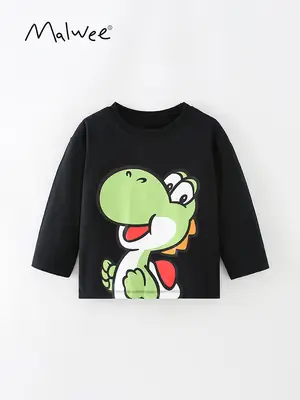Mawlee Boys T-Shirt Black Round Collar Long Sleeve