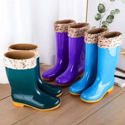 New jelly non-slip waterproof shoes high soft bottom comfortable rain boots adult work treading water rain boots women's summer beef bottom