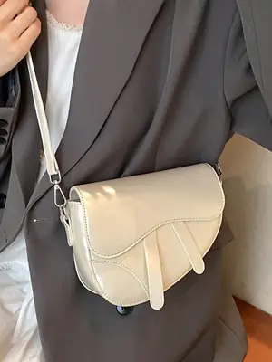 Women's Creamy Underarm Bag with Crossbody Strap