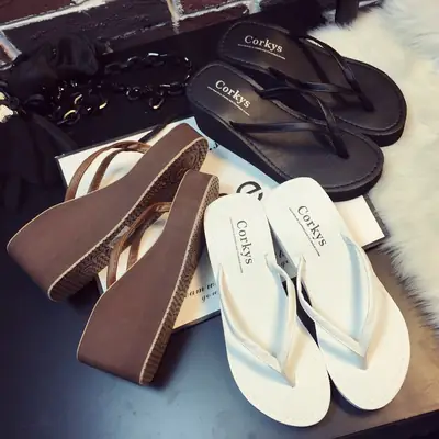 Women's Brown Wedge Sandals with Thick Soles