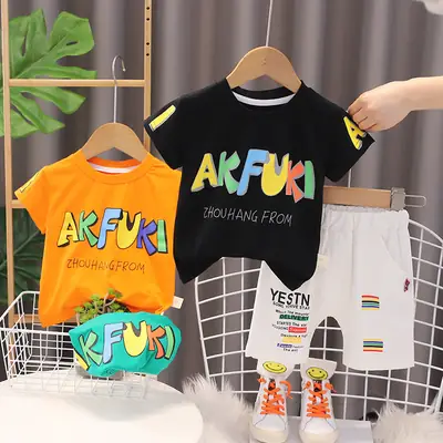 New Kids Summer T-Shirt Suit Black Orange White