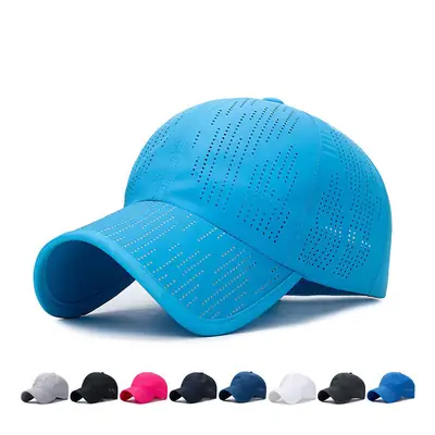 Blue Laser Punched Baseball Cap for Men Women Travel Outdoor Sports