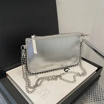 Silver Korean Style Crossbody Bag for Women 2026