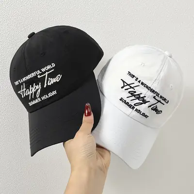 Men Women Hat Summer Holiday Black White Graphic Cap