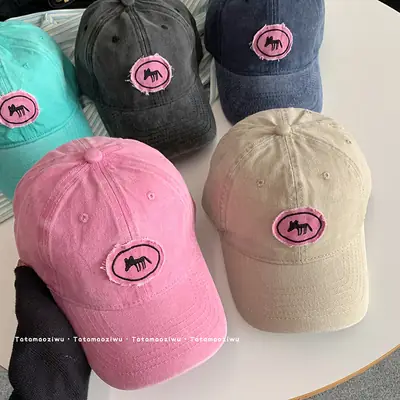 Women Cartoon Fox Baseball Caps 2024 Pink Beige