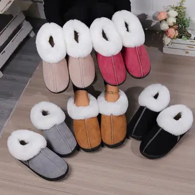 Cross-Border Autumn and Winter Velvet Cotton Slippers for Women, Home Thick-Soled Cotton Slippers for Men, Warm Bags and Furry Slippers Wholesale