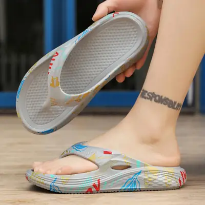 Men's Printed Flip Flops Summer Sandals Non-Slip Bath
