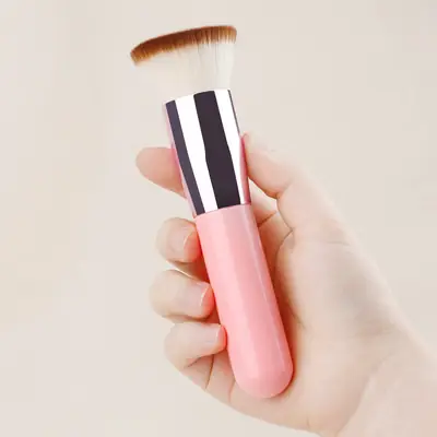 Pink Flat Head Makeup Brush for Foundation & Powder