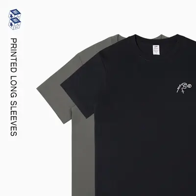 Men Printed Long Sleeve T-Shirt Black Grey