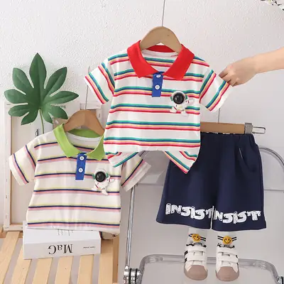 Children's Cotton Polo Shirt & Shorts 2024 Summer Set