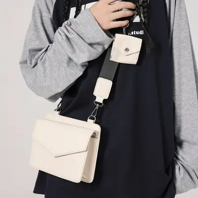 Neutrally White Square Shoulder Messenger Bag for Men Women