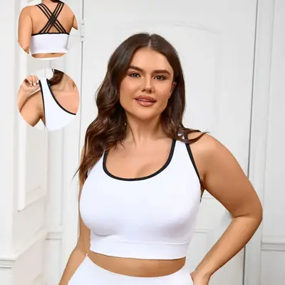 Plus Size Fitness Bra Back Sling Fixed Cup for Women