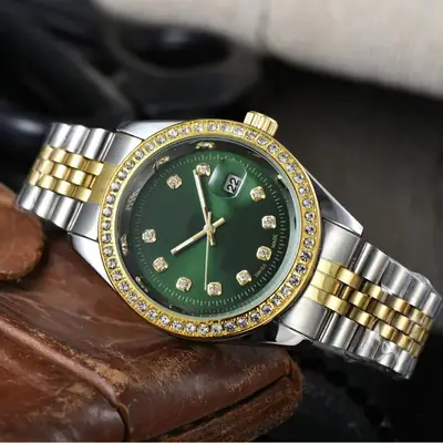 Fashion Watch Diamond Steel Strip Non-automatic Mechanical Men's Watch Brand Export Quartz Calendar Wristwatch