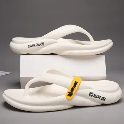 Men's White Vietnamese Beach Flip-Flops Thick Sole