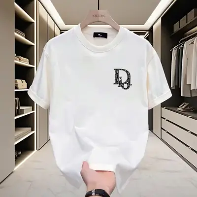 Men Black D Logo Cotton T-Shirt Loose Fit