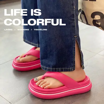 Flip-flops Women's Outerwear Summer Flip-flops Non-slip Bathroom Bathing Beach Seaside Couple Instagram Style Summer Sandals
