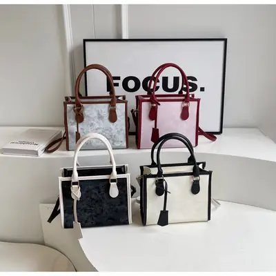Women's Retro Silk Contrast Shoulder Bag 2024 Spring Summer