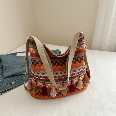 Women's Ethnic Tassel Shoulder Bag 2024