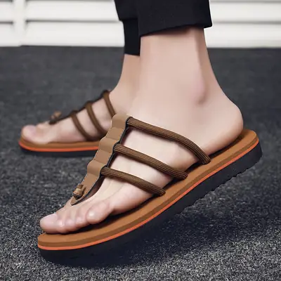 Men's Brown Strap Sandals for Summer Outdoor Wear