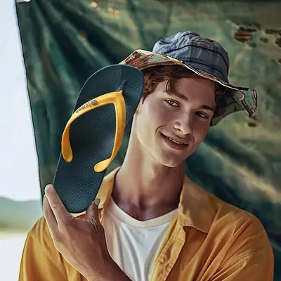 Men's Summer Flip Flops Non-Slip Yellow Black