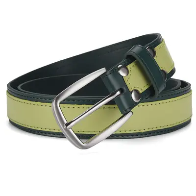 Men's Blue Leather Belt with Silver Buckle