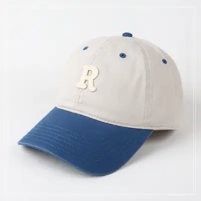 Women R Letter Baseball Cap Navy White Wide Brim