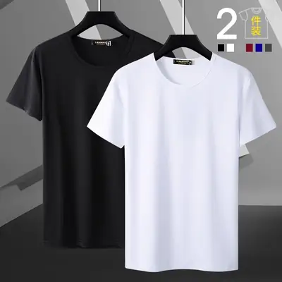 Men Blue Cotton T-Shirt Short Sleeve Round Neck 2024