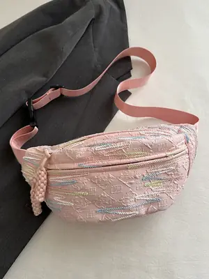 Pink Embroidered Crossbody Bag for Women 2024