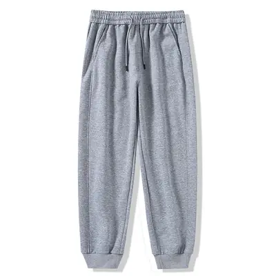 Men Black Cotton Drawstring Pants Slim Fit