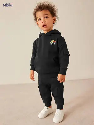 Little Maven European and American Boys Hooded Sweatshirt Suit 2024 Autum New Long-Sleeved Boys Sweatshirt Suit