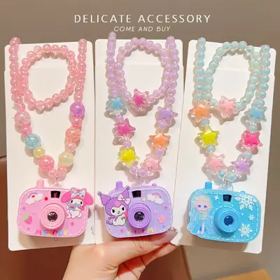 Girls Cartoon Projection Camera Beaded Necklace Set