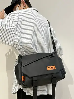 Ins College Student Shoulder Bag Black Harajuku Messenger