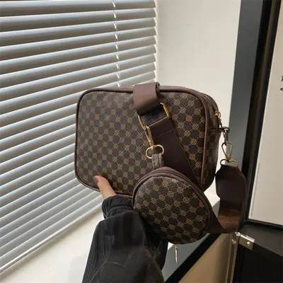 Fashion Casual Crossbody Bag Check Print 2024